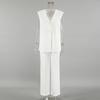 White V-neck Cotton and Linen Sleeveless Vest Vest Trousers Set 1116 European and American Spring and Summer Fashion New Two-piece Set Women