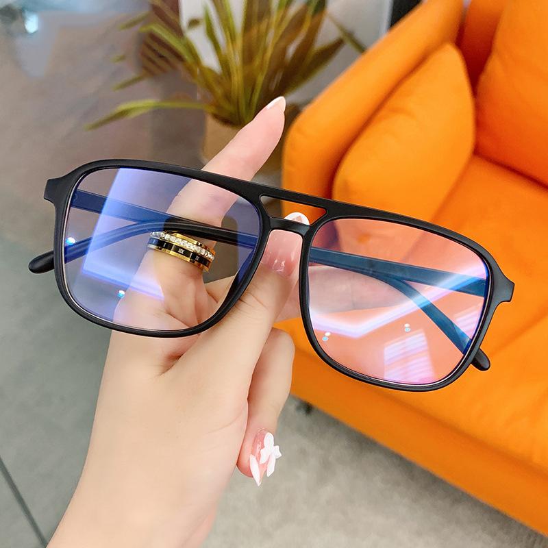Black Computer Glasses Double Beam Women Men Anti Blue Light Round Square Eyewear Blocking Glasses Optical Spectacle Eyeglass