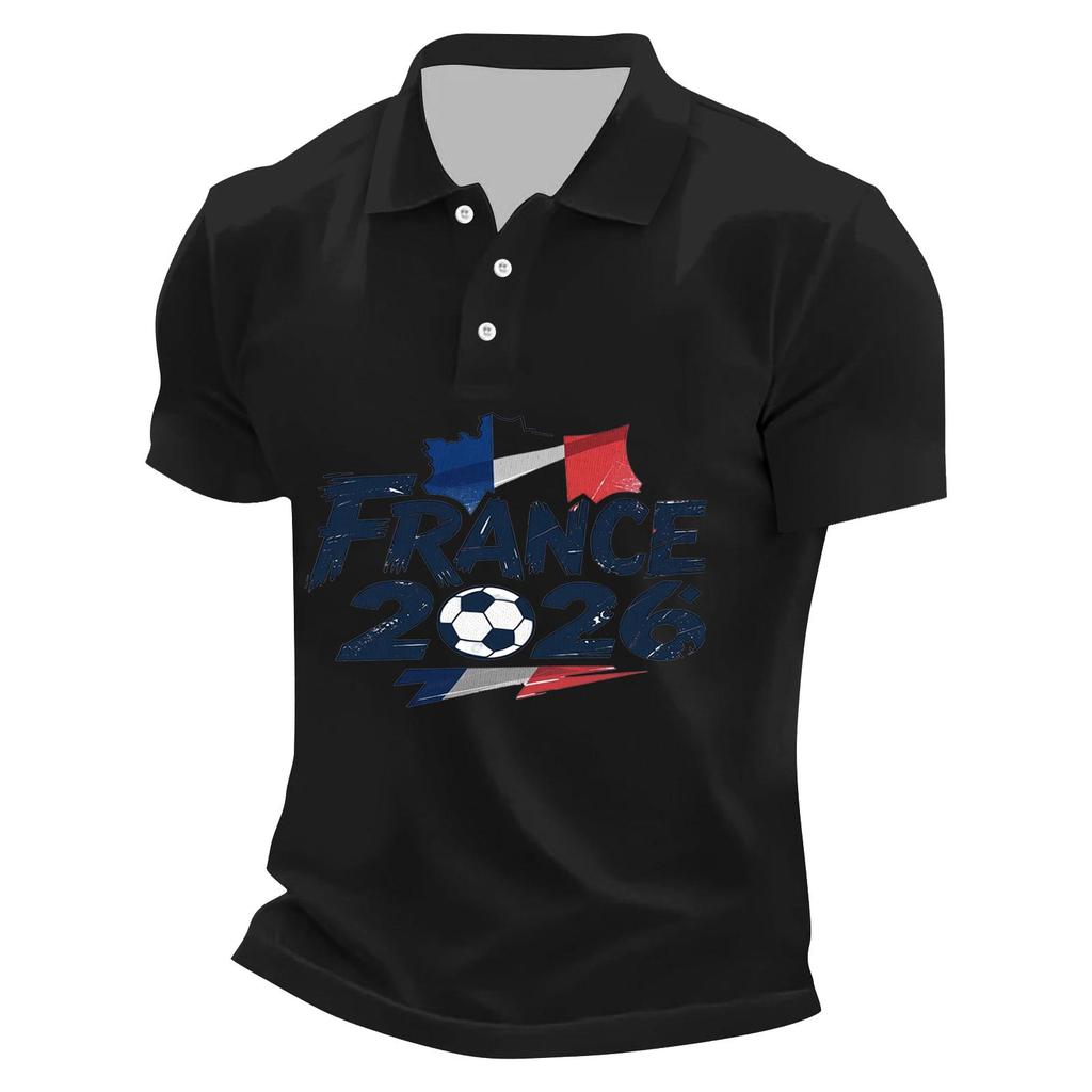 Men's Casual Short Sleeve Polo Shirt Quick Dry Breathable Mesh Fabric Lightweight Comfortable Fit Soccer Print Design