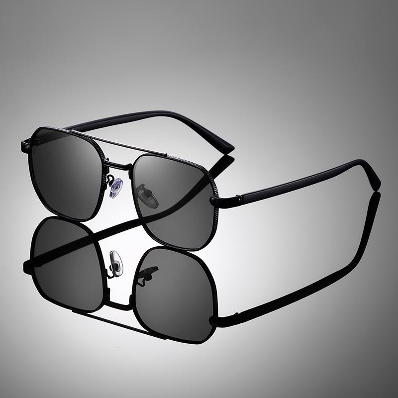 Unisex Retro Double Bridge Sunglasses: Night Vision, Alloy Frame, Trendy Street Style 2404.