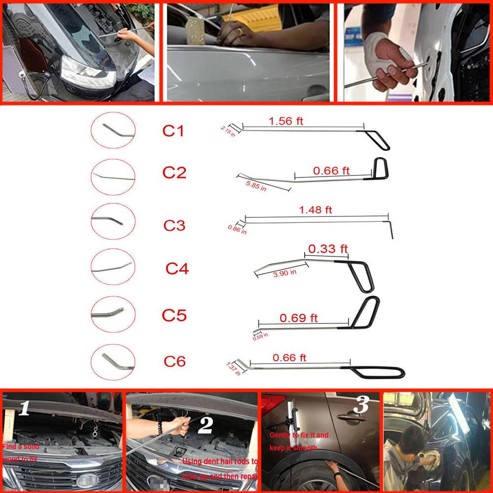 Buy Paintless Dent Repair Hail Rods Ding Removal PDR Tools Tap Down ...
