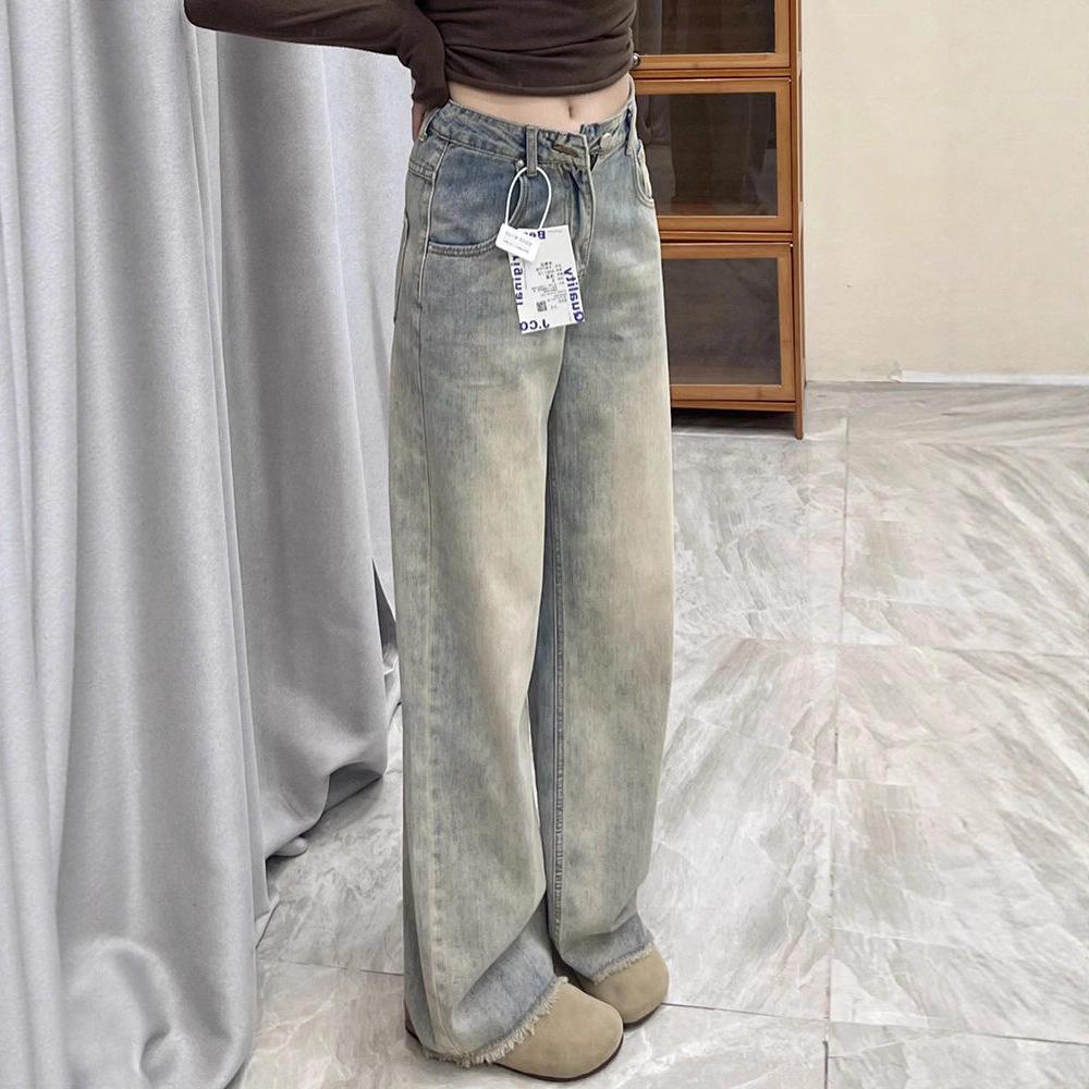 Women's High Waist Wide Leg Jeans Casual Light Blue Denim Pants Loose Trousers