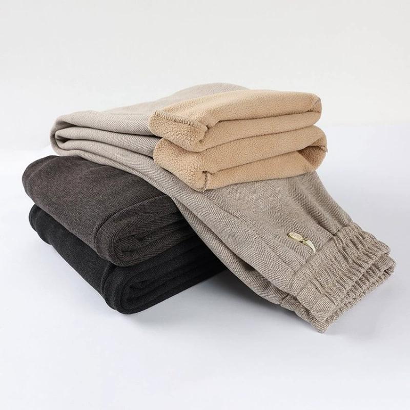 Mittelalte und ältere Mutterhosen Herbst und Winter Hochtaillierte Hosen mit geradem Bein Oma-Hosen Hosen Verdickt