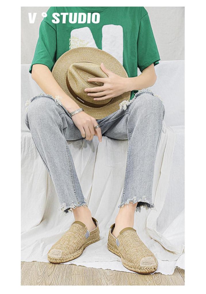 Pánské letní plátěné slip-on boty z lnu - Ležérní lehký rybářský styl