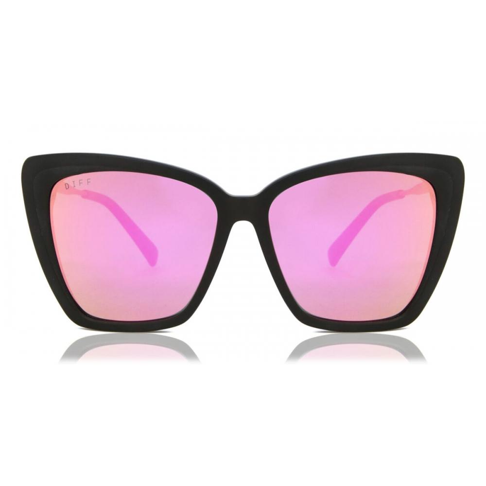 

Diff Becky Ii Polarized Matte Black+pink Mirror Polarized Lens Women Sunglasses /58