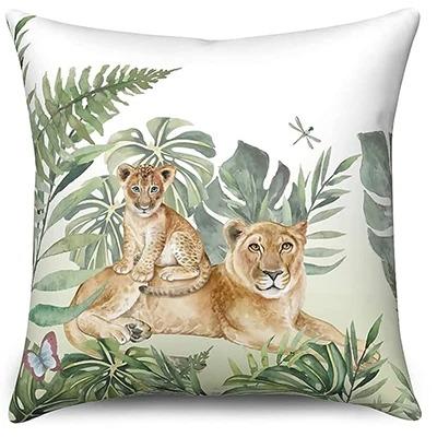 Tropical Green Leaf Pillowcase Animal Print Pillowcase Giraffe Zebra Cushion Cover