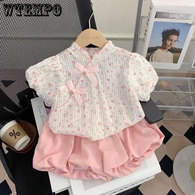 Girls' Summer Outfit Stylish and Stylish Short Sleeved Children's Shorts Summer Two-piece Set Thin Design