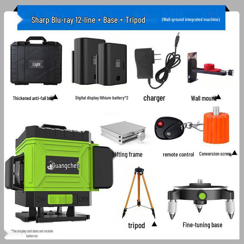 High Precision 12/16 Line Infrared Green Laser Level with Automatic Leveling for Walls and Floors