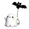 Cute Resin Ghost Statue Walking Dog Figurine, Holding Bat Balloon Statue, Spooky Halloween Children Room Desktop Decor Decor, Mini Stable Base