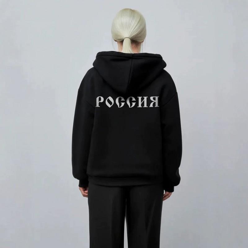 Unisex Oversized Hooded Zip-Up Sweatshirt With Cartoon Print Loose Fit Cotton Long Sleeve Streetwear