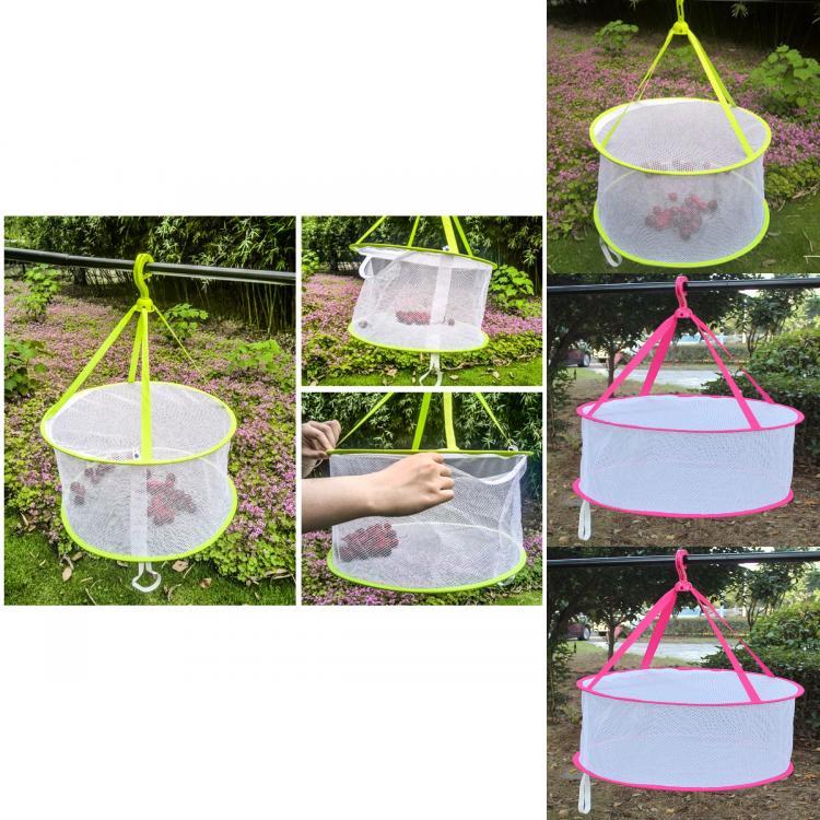 Foldable Clothes Drying Mesh Basket With Large Diameter For Home Laundry And Delicate Items