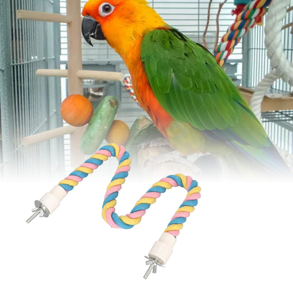 Bird Cotton Rope Perch Colorful Bendable Safe Climbing   Rope Toy for Cockatiels Lovebirds Budgies