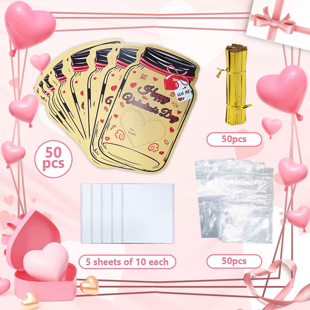 Valentine's Day Candy Cards With Drifting Bottle Shaped Cards For Valentine's Day Party Gift Exchange