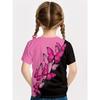 3D printed butterfly pattern girls' short-sleeved T-shirt, casual round neck, loose fit