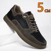 Spring Summer Men Cow Leather Casual Big Size Elevator Shoes 5CM Height Increase Sneakers Breathable Comfortable Sports