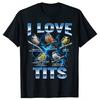 Vtipné ptačí meme Miluji prsa Pozorování ptáků Retro trička Pánské Potisk Tričko Volné Oversized Streetwear Hip Hop Unisex Tričko