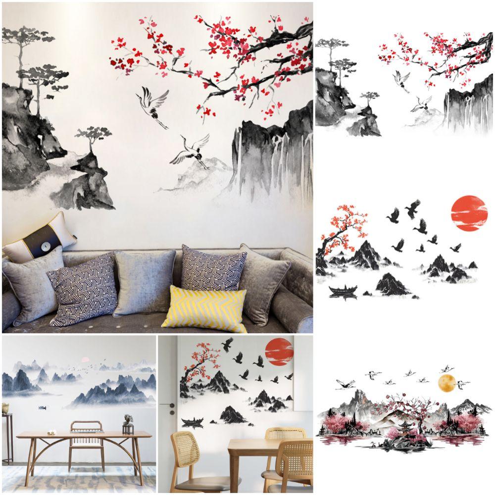 Big Size Landscape Painting Sticker Chinese Style Wallpaper  For Home Decoration