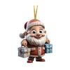 Christmas Ornament Smiling Santa Claus Holding Gift Pendant 3D Effect Acrylic Hanging Pendant Festive Home Decor