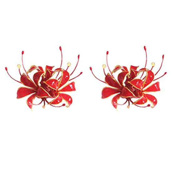 

Красиві сережки з червоними павуковими ліліями, червоні павукові сережки з діп-арту, як для випускного, так і для японського одягу [misaki] сережки, лілії, лілії,