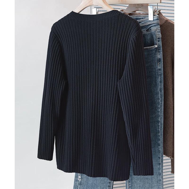 Sibaishe Women's Irregular Split Hem Round Neck Sweater