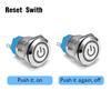 IP67 19mm Metal Waterproof LED Power Symbol 5Pin Reset Car Push Button Switch