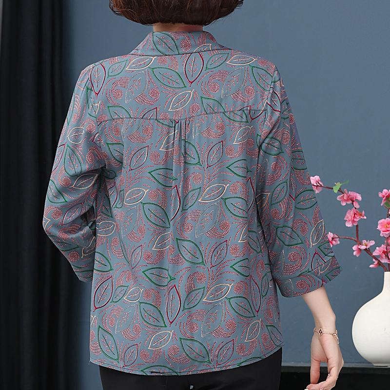 Plus Size XL-7XL Women's Elegant Blouses  Casual Loose Vintage Print Summer Long Sleeve Top Female Shirt