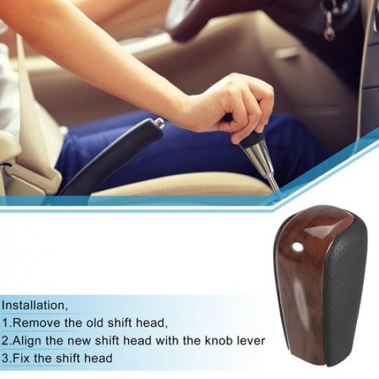 Vehicle Gear Shift Knob Red Wood Pattern for Toyota Land Cruiser Prado Brown