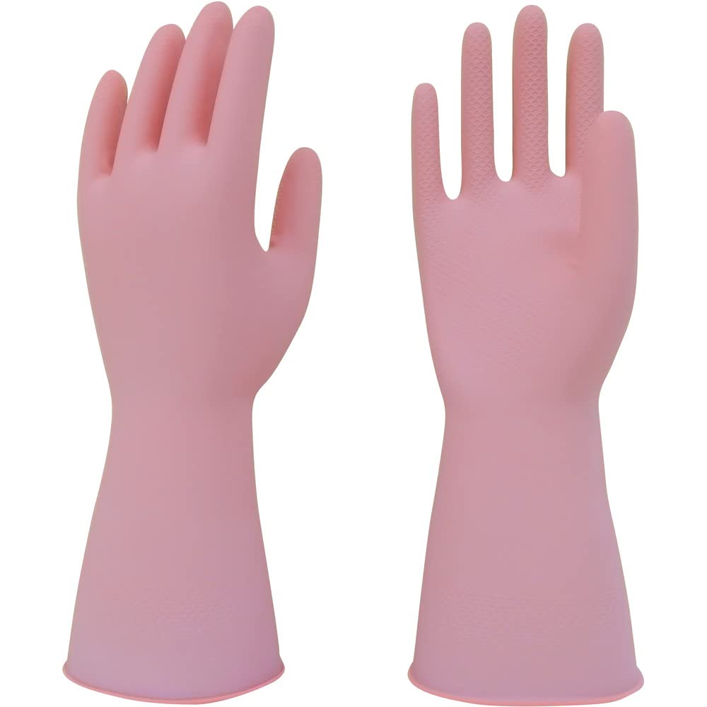 Towa Corporation Twaron Natural Rubber Gloves, Natural Rubber, Pink, M 228-M M