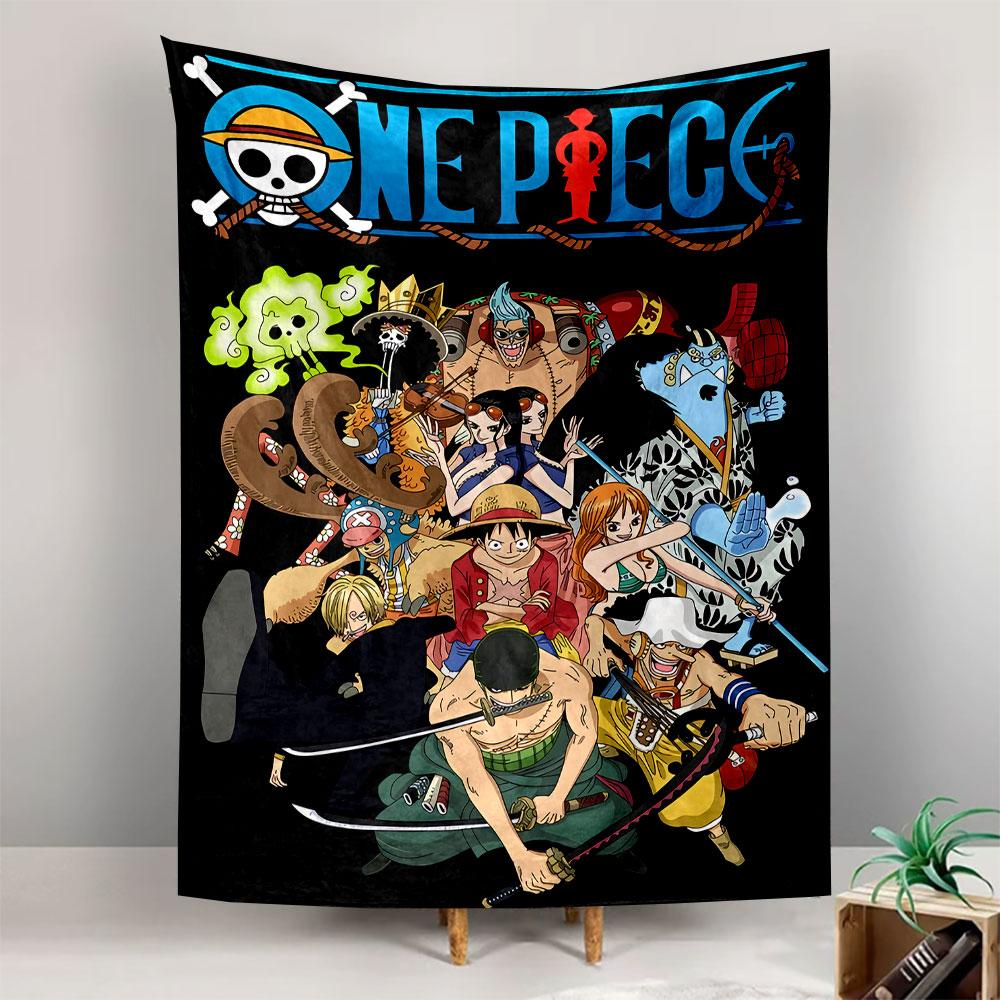 One Piece All Crew Poster Tapestry Wall Hanging, Straw Hat Pirates Group Art, Anime Wall Decor for Bedroom Living Room Dorm