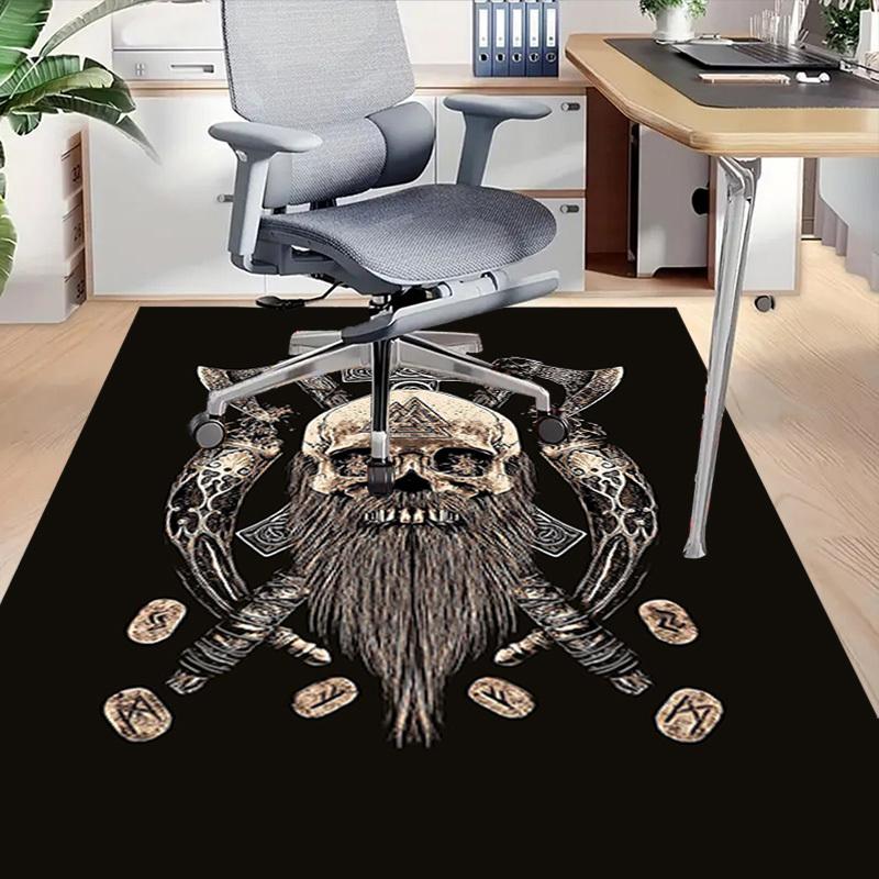 1PC Viking Skull Non-Slip Floor Carpet, Suitable for Office, Bedroomand Playrooms. It Can Also Be Used As a Sofa Footrest cover-T96