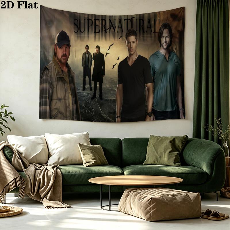 Supernatural Brothers Wall Tapestry Aesthetic Wall Hanging Printed Fabric Blanket Decorative Tapestries for Bedroom Living Room Home Decor