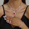 Elegant Multi-Color Floral Diamond Wedding Jewelry Set - Necklace, Stud Earrings & Bracelet
