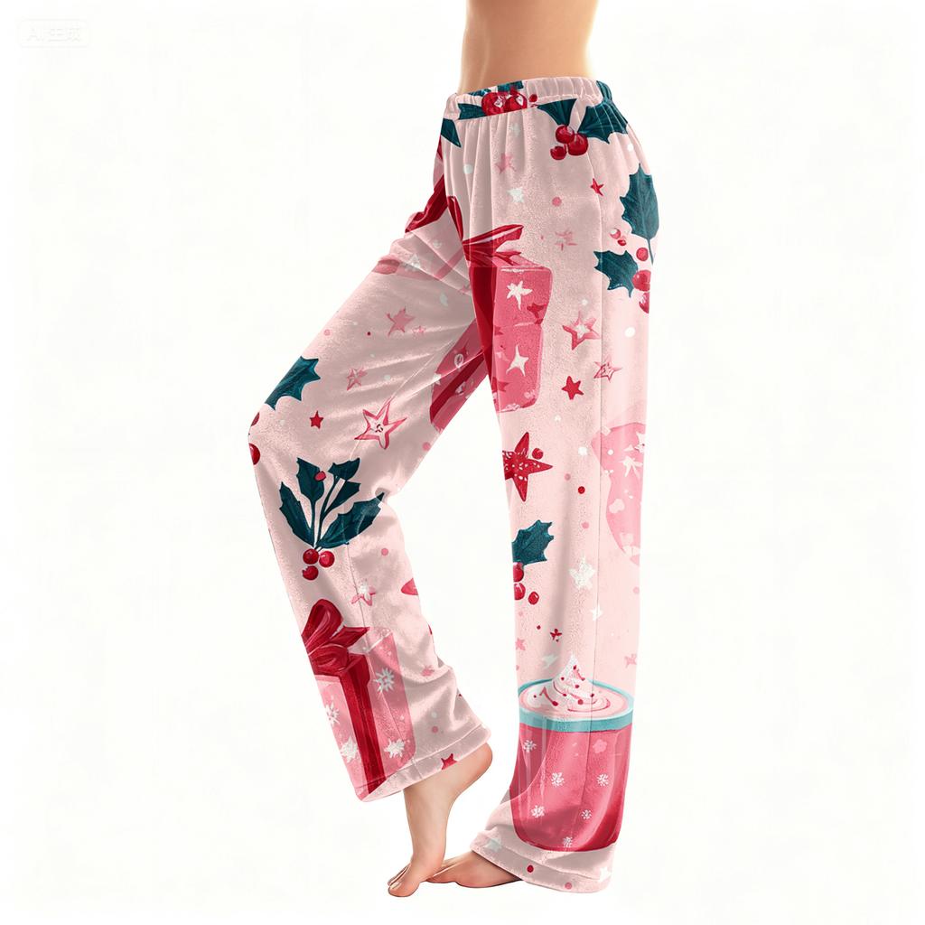 Women's Casual Fashion Christmas Printed Flannel Pants Pajama Pants