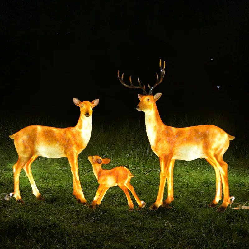Outdoor Luminous Sika Deer Sculptures