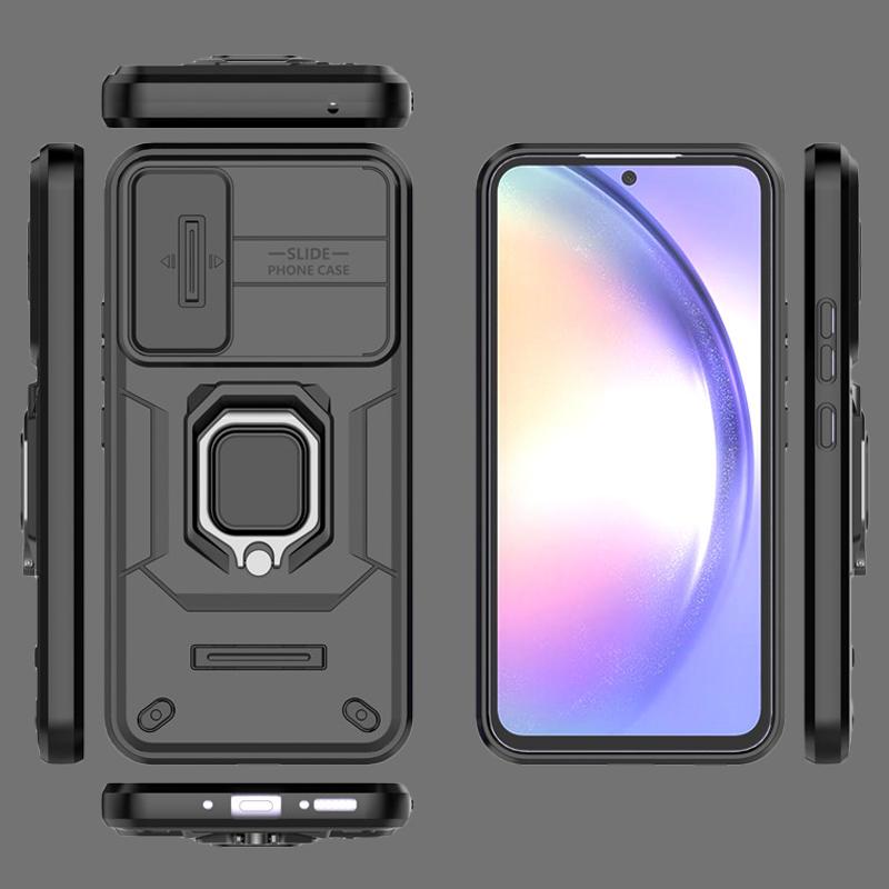 Für Samsung Galaxy A54 5G Hülle Für Samsung A14 A24 A34 A54 Hülle Linsenschieber Fenster Armor Stoßfest Halter Magnetischer Bumper