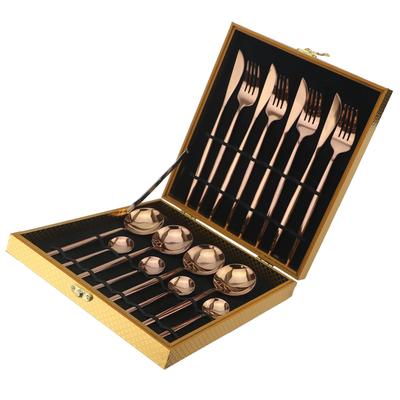 16 pz/set di Lusso Lucido In Oro Rosa Set di Stoviglie Forchetta Coltello Cucchiaio Set di Posate D'oro Set di Posate In Acciaio Inossidabile 304 Con Confezione Regalo