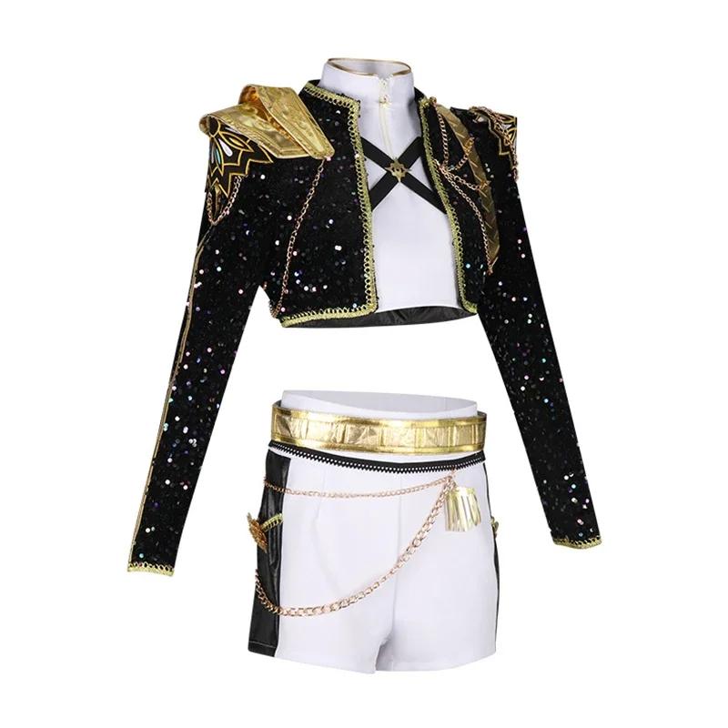 K POP Cosplay Costumes Kid Rumi Cosplay Costume Anime Teenager Girls Outfit Halloween Christmas Kpop Golden Black Suit