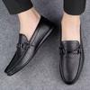 Doudou shoes 2025 new men's shoes summer breathable leather shoes one pedal lazy shoes soft leather soft sole shoes men's