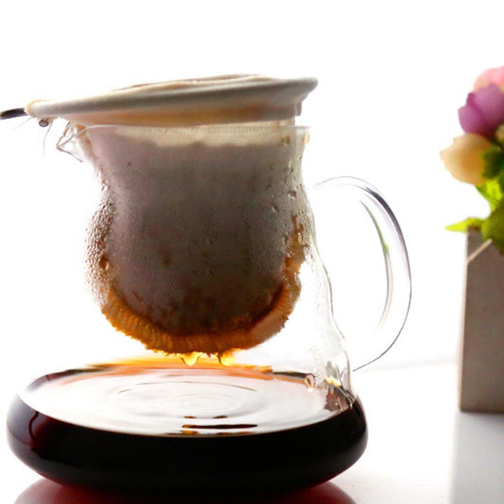Reusable Coffee Filter Bag, Decor Handcraft, with Handle Flannel Cloth, Washable, Accessories Parts,