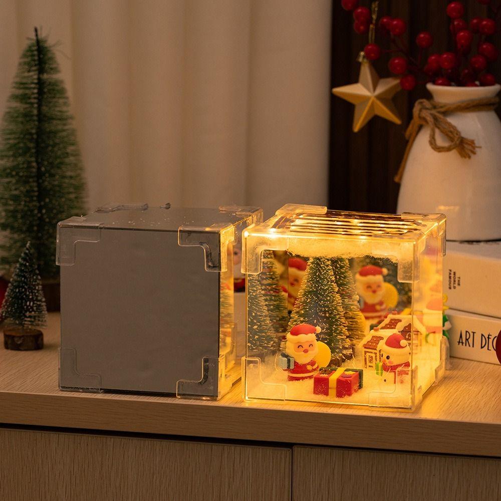 Acryl Weihnachten Schnee Nachtlicht USB LED Dekorative Nachtlampe 2024 Spiegellicht Geburtstagsgeschenke