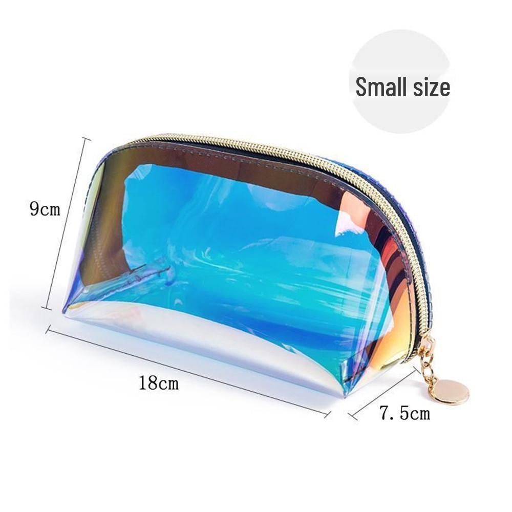 2023 Iridescent Semi-transparent Makeup Bag Set - Portable and Thickened Two-piece Wash Storage Bags.