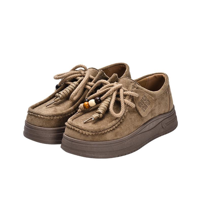Thick-soled women's height increase autumn new all-inclusive single shoes one-pedal lazy shoes