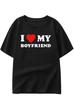 Couple Outfit TShirts I Love My BoyfriendGirlfriend Print Short Sleeve Round Neck Casual Tops Gift For Lovers Daily Wear