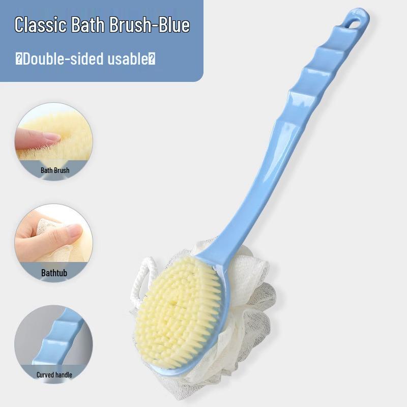 

Dual-Sided Bath Brush with Long Handle, Soft Exfoliating Bristles, Back Scrubber, Massage Bath Tool Shen Qi синий