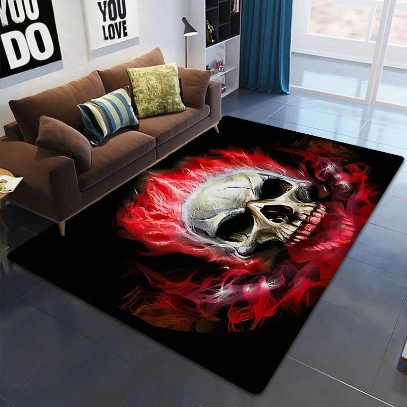 Dywan z nadrukiem płomiennej czaszki Dekoracja domu nastolatka Dywany do salonu Dywan do sypialni Kuchnia Mata podłogowa antypoślizgowa do łazienki Wycieraczka do przedpokoju