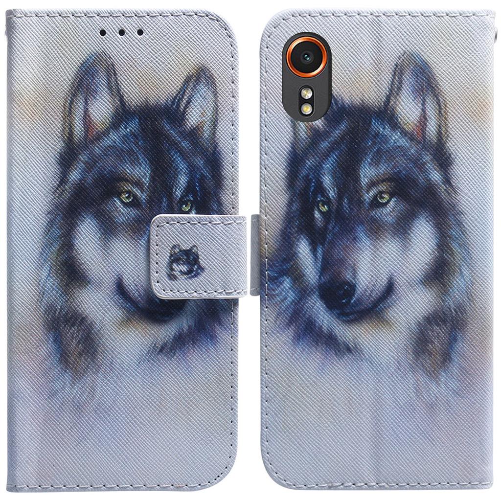 For Samsung Galaxy Xcover7 Case PU Leather Pattern Magnetic Clasp Stand Function Phone Cover