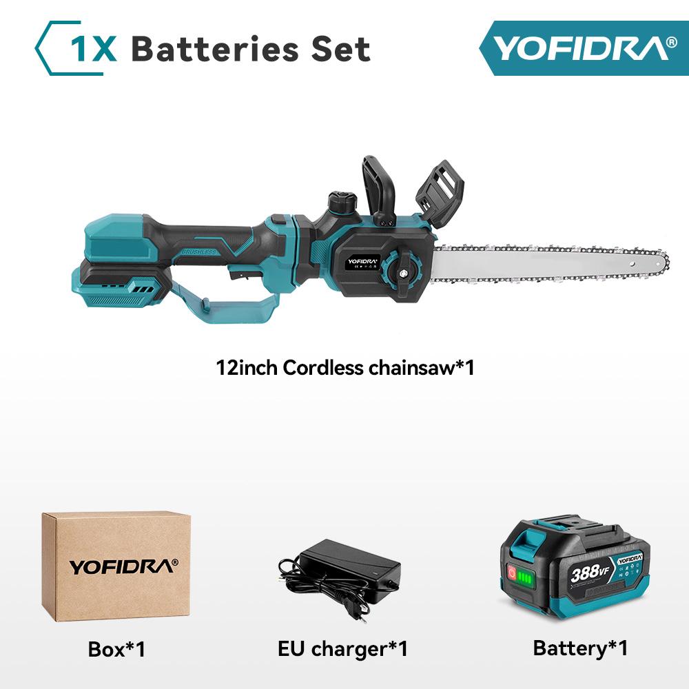 

YOFIDRA Brushless Telescoping Pole Електрична ланцюгова пила High Branch Garden Woodworking Pil for Makita 18V-21V Battery 1 Battery EU Plug