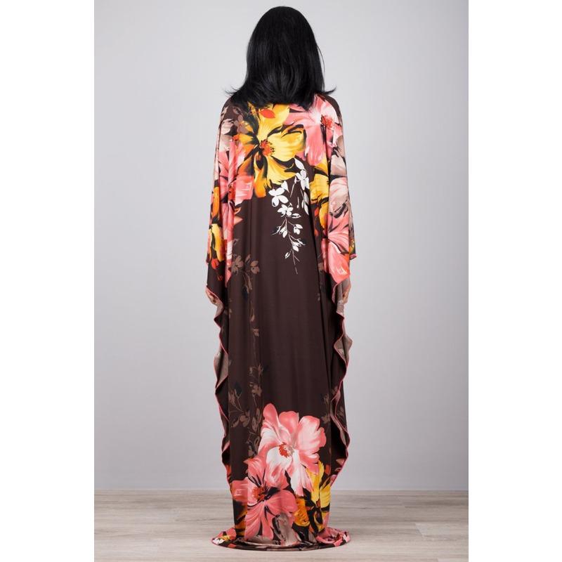 Mote for kvinner Vår Høst Fargeblokkprint Langermet V-hals Løs Midje Hverdagskjoler