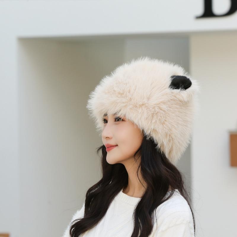 Women's Sweet and Cute Warm Fisherman Hat Autumn and Winter Earmuffs Plush Cute Cold-proof Hat