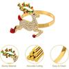 Christmas Napkin Rings, Elk Napkin Rings, Gold Rhinestones, Suitable for Party Wedding Table Christmas Decoration Accessories